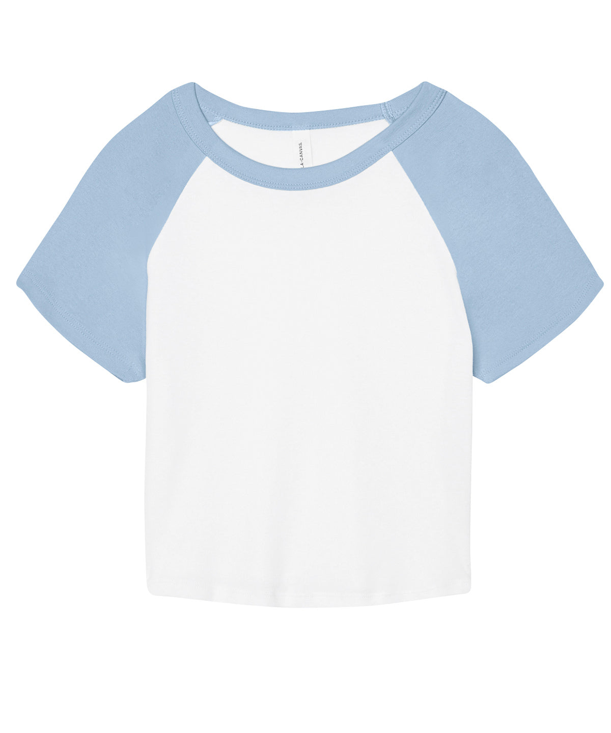 Camiseta de beb ragln de micro costilla para mujer | Blanco/Azul Claro