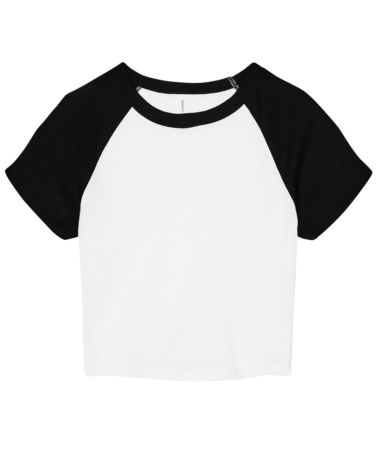 Camiseta de beb ragln de micro costilla para mujer | Blanco/Negro