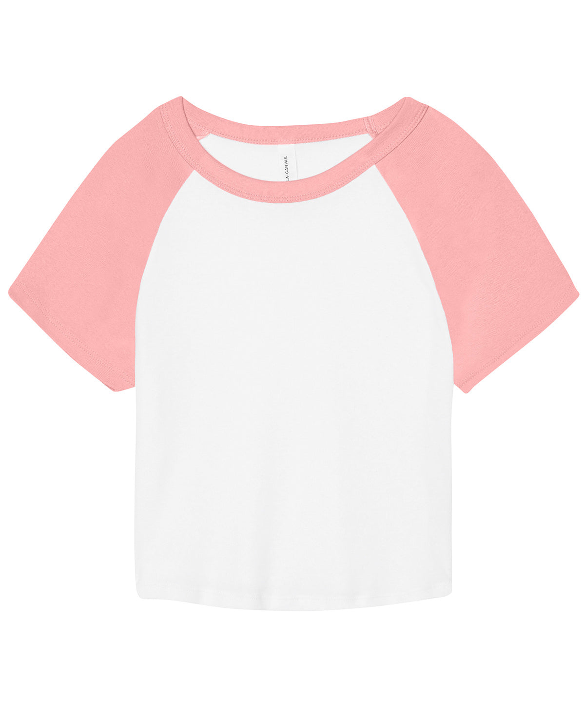 Camiseta de beb ragln de micro costilla para mujer | Blanco/Rosa