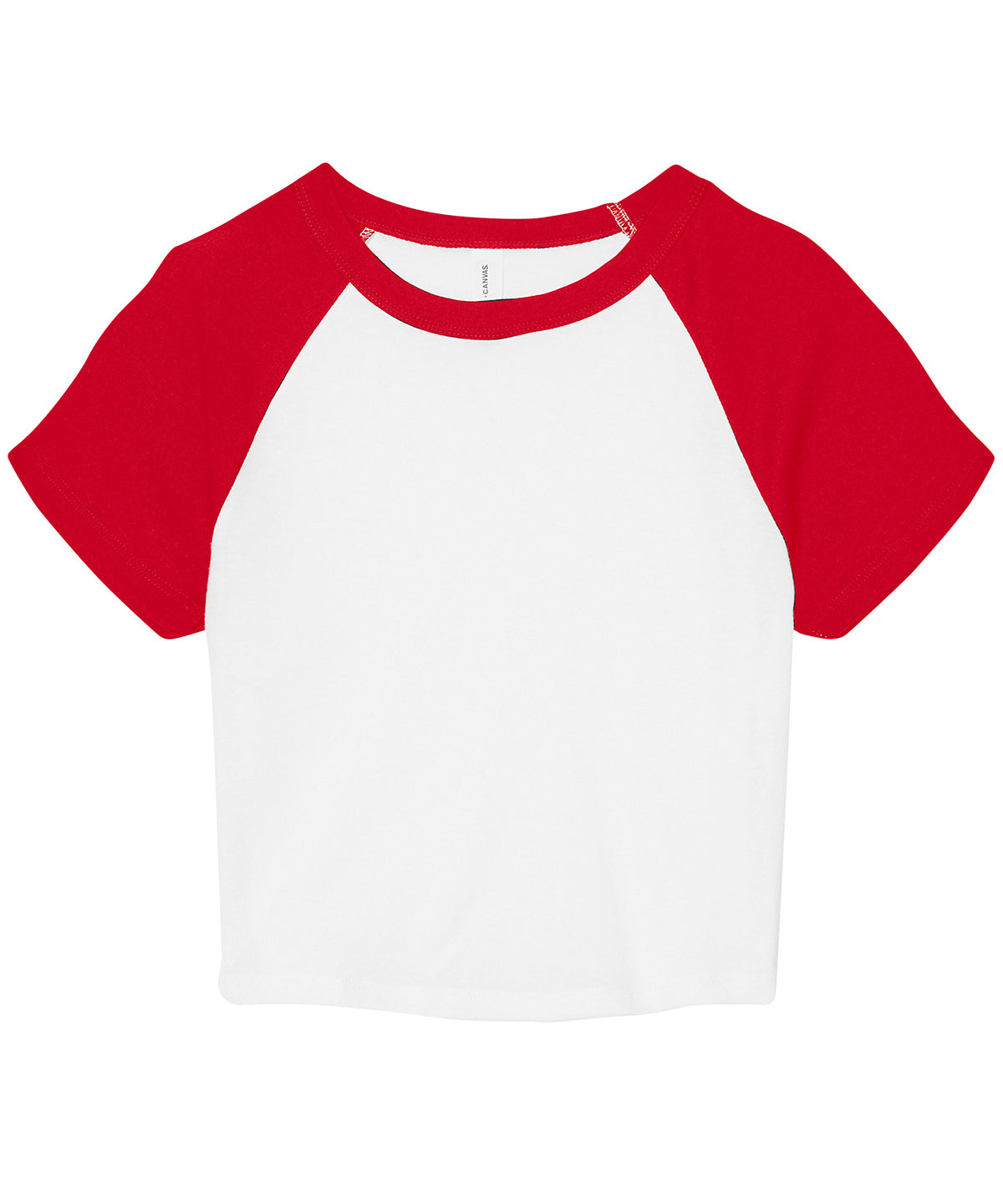 Camiseta de beb ragln de micro costilla para mujer | Blanco/Rojo