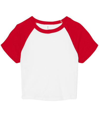 Camiseta de beb ragln de micro costilla para mujer | Blanco/Rojo