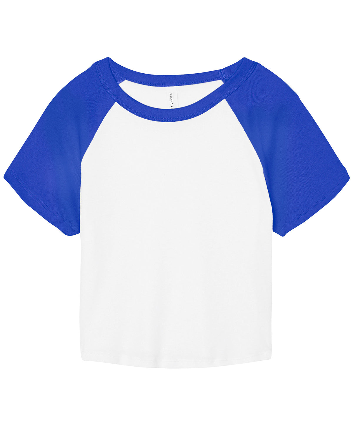 Camiseta de beb ragln de micro costilla para mujer | Blanco/Azul Real