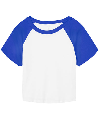Camiseta de beb ragln de micro costilla para mujer | Blanco/Azul Real