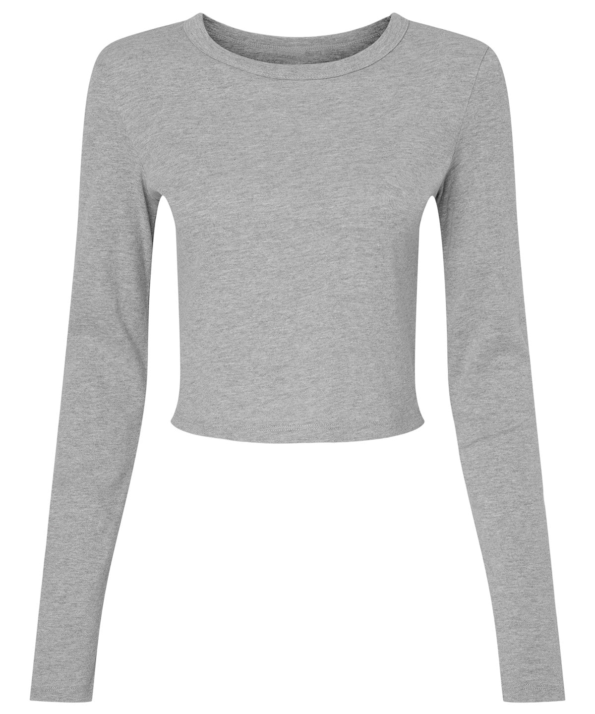 Camiseta de beb de manga larga de costilla micro para mujer | Gris Deportivo