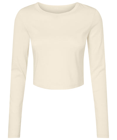 Camiseta de beb de manga larga de costilla micro para mujer | Mezcla Natural Slida