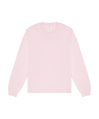 Camiseta larga de manga larga pesada unisex | Rosa Suave