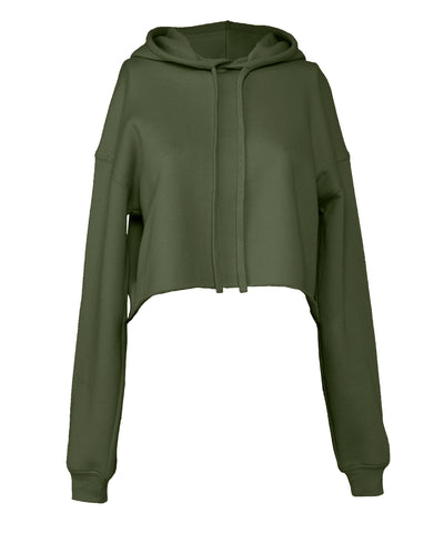 Kurzes Fleece-Sweatshirt für Damen | Militärgrün
