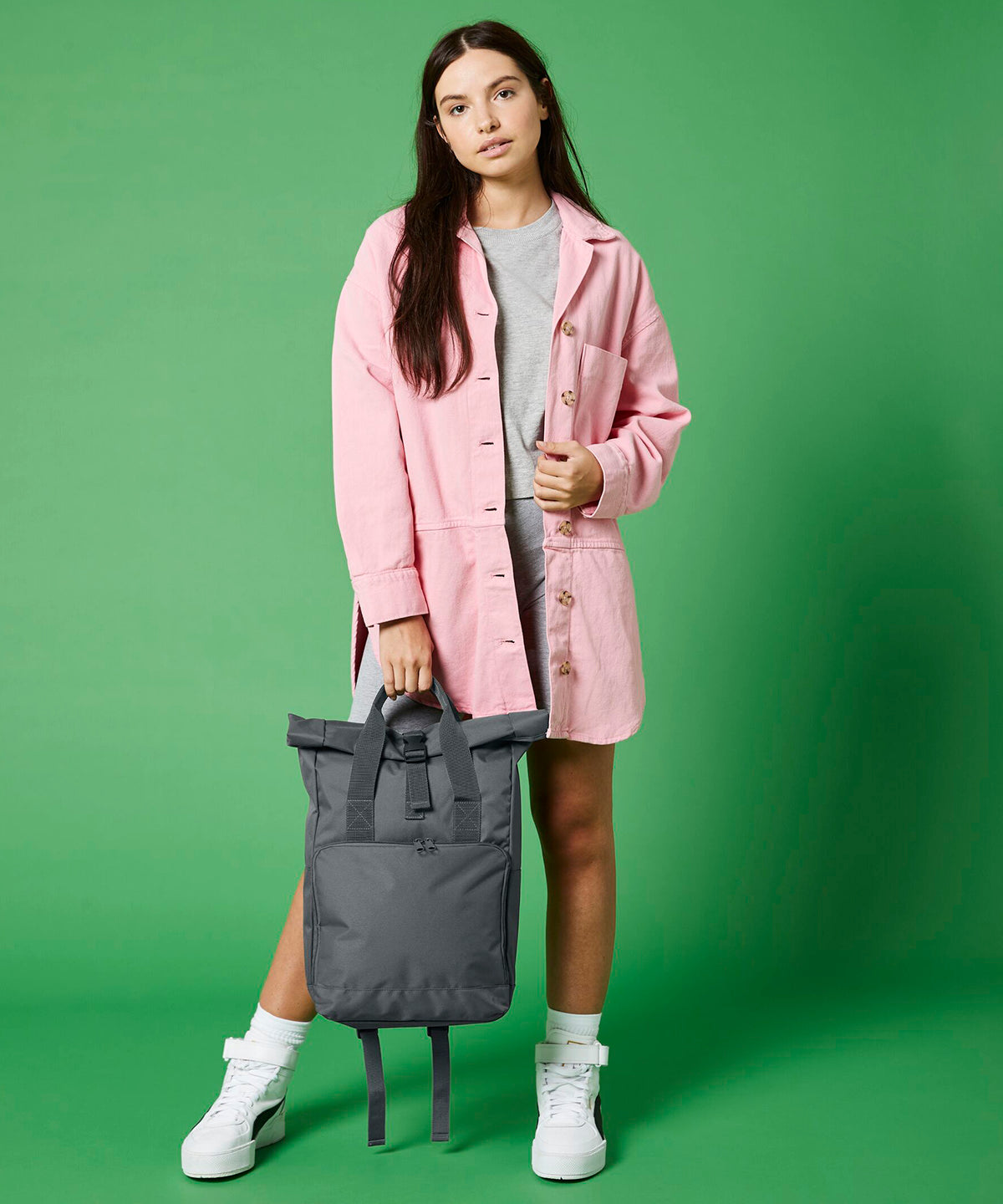 Mochila con doble asa y cierre enrollable | Verde Salvia