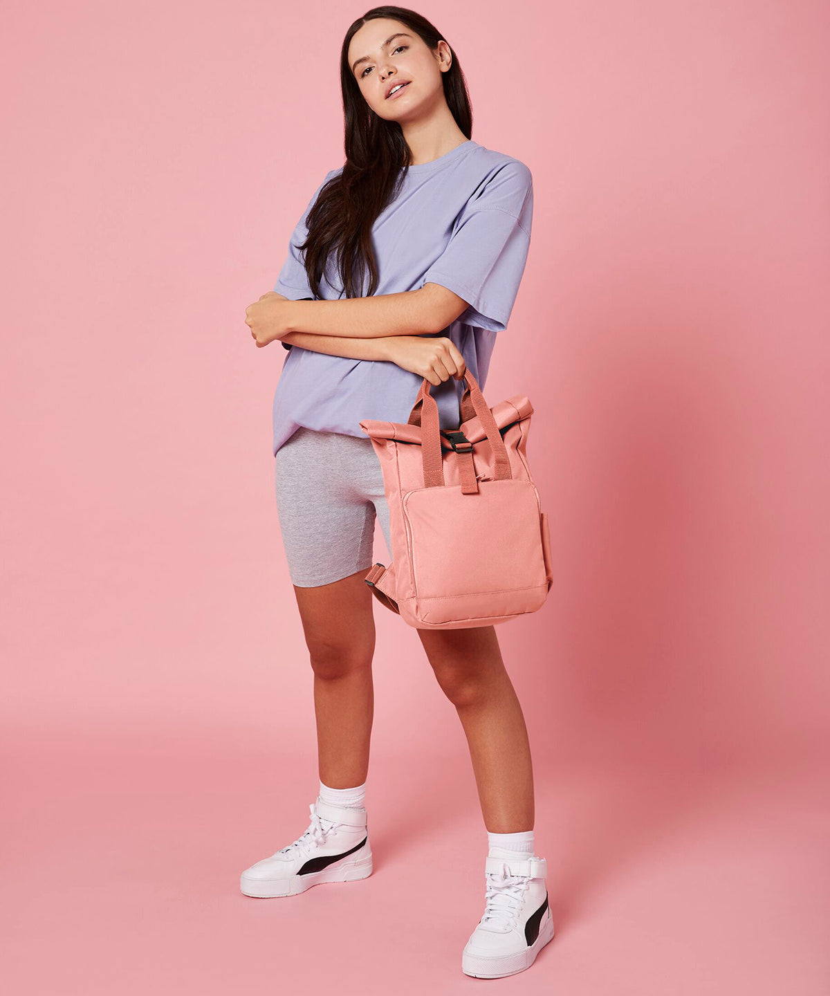 Mochila mini con asas gemelas y cierre superior enrollable reciclada | Mostaza