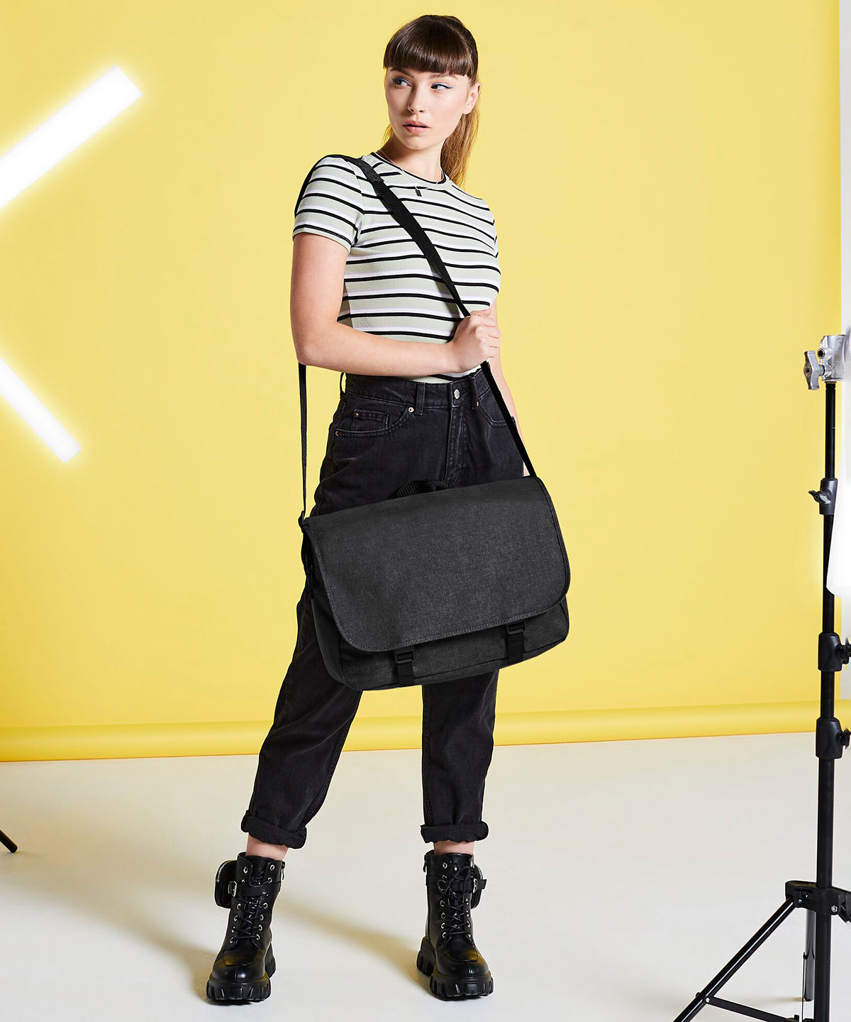 Bolso mensajero digital bicolor | Negro