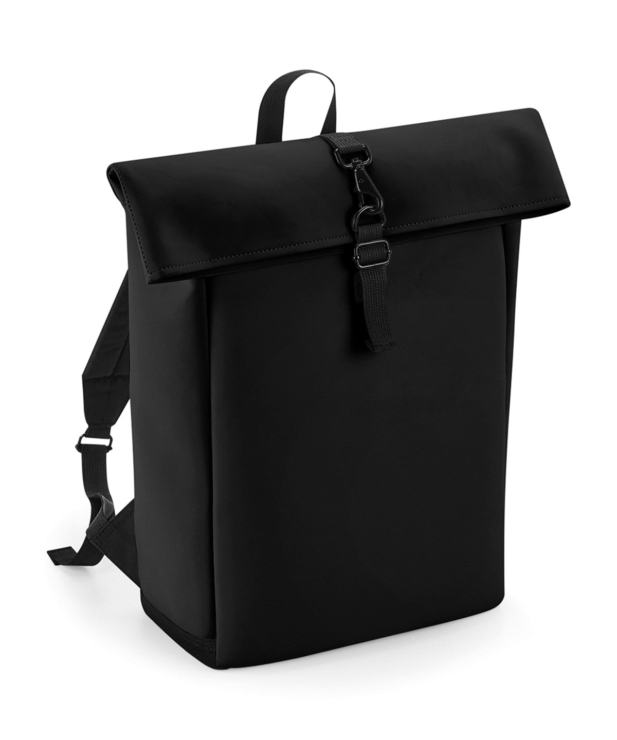 Mochila rolltop de poliuretano mate | Negro