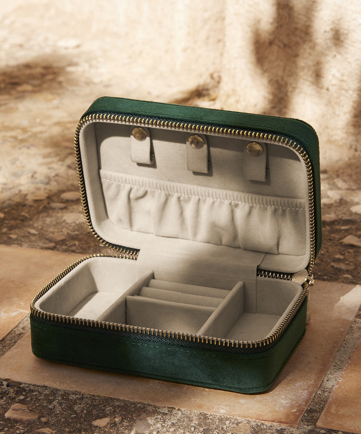 Caja de joyera de viaje de terciopelo | Piedra Lunar