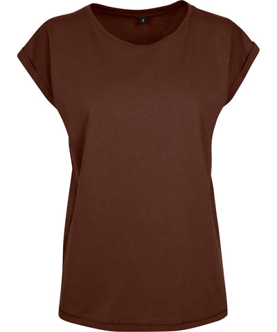 Camiseta de mujer con hombros amplios | Marrn Chocolate - Chocolate Oscuro