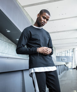 Lange Ärmel mit gerippten Bündchen | Schwarz