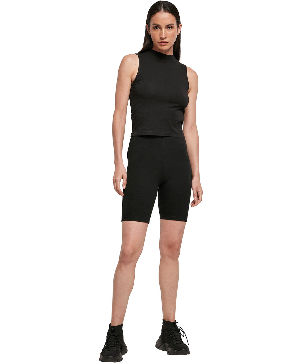 Pantalones cortos de ciclismo de cintura alta para mujer | Negro