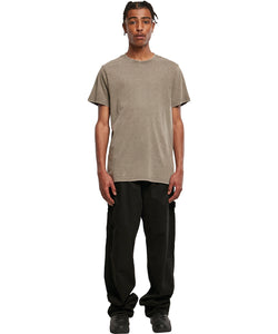 Camiseta de cuello redondo lavada con cido | Negro