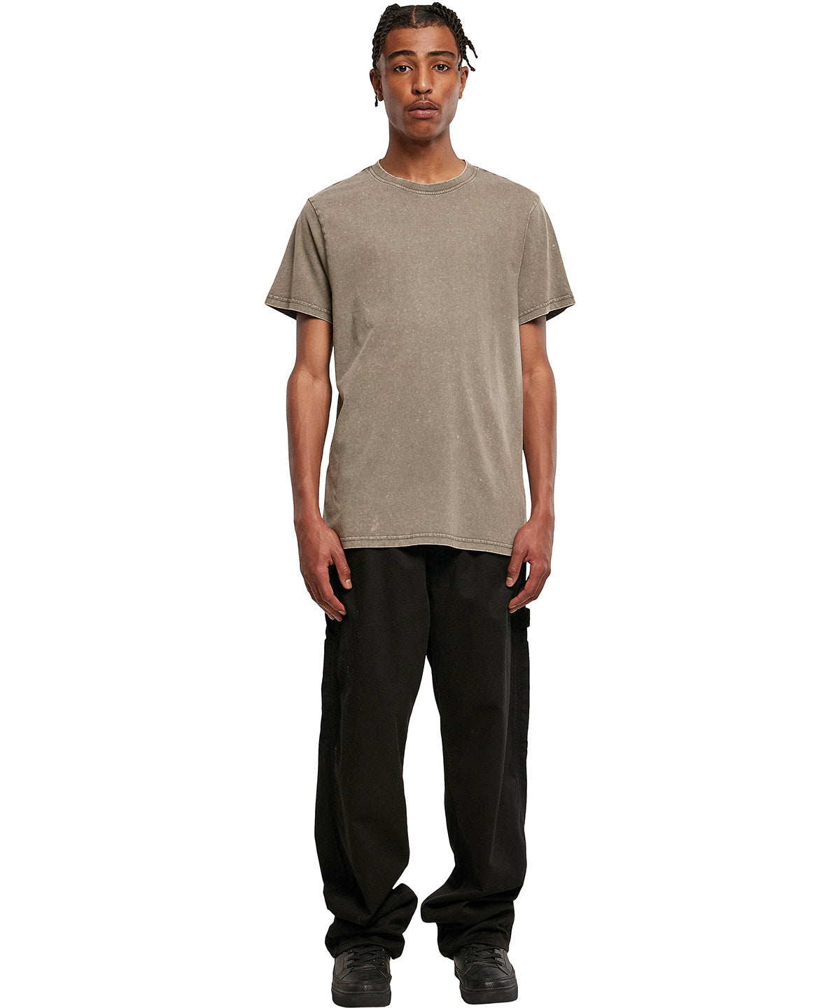 Camiseta de cuello redondo lavada con cido | Azul Antiguo