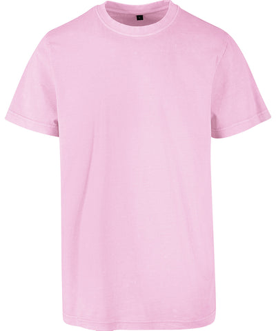 Camiseta de cuello redondo lavada con cido | Rosa Suave