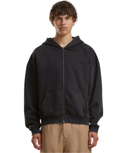 Sudadera con cremallera pesada vintage | Negro