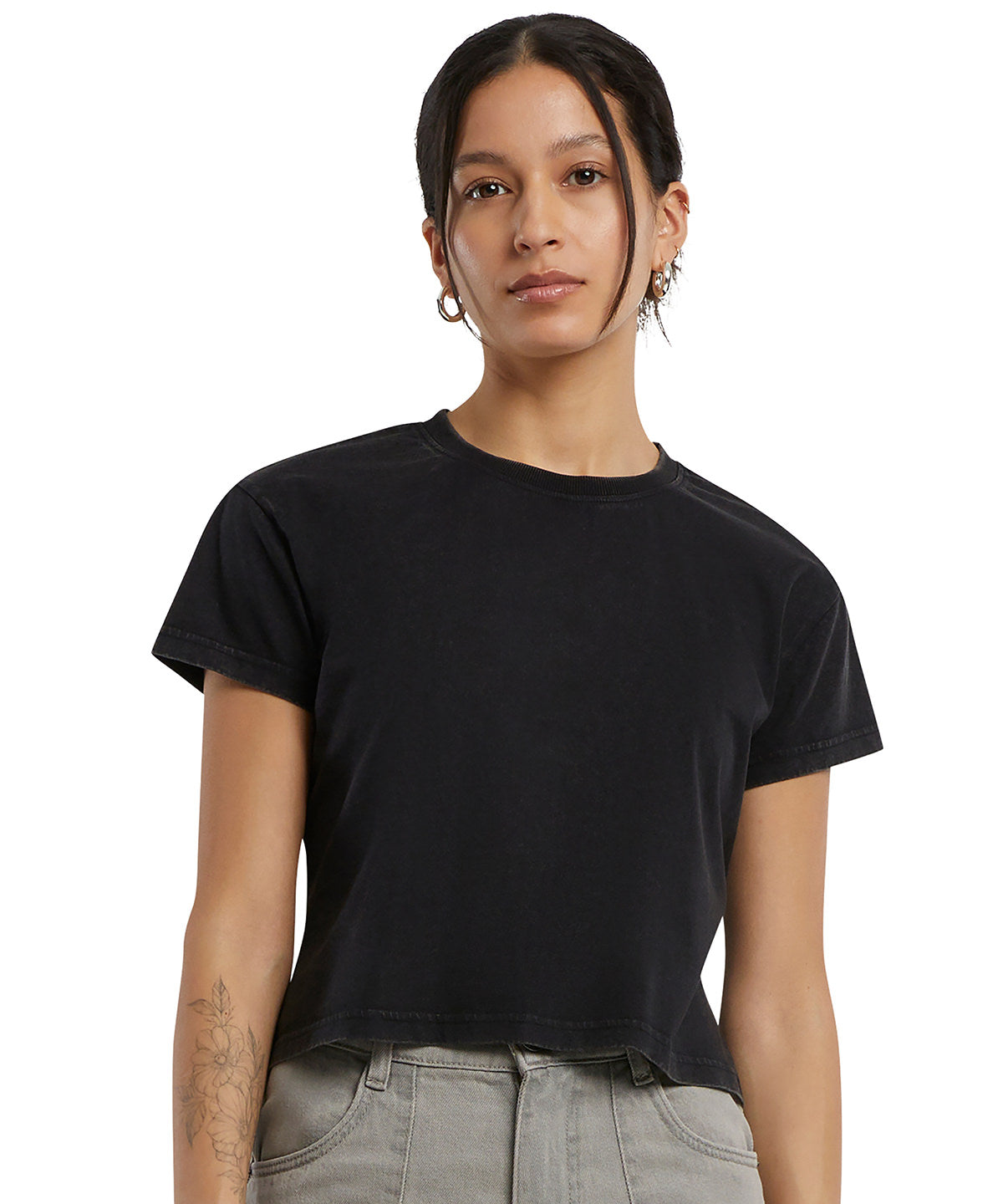 Camiseta corta vintage para mujer | Negro
