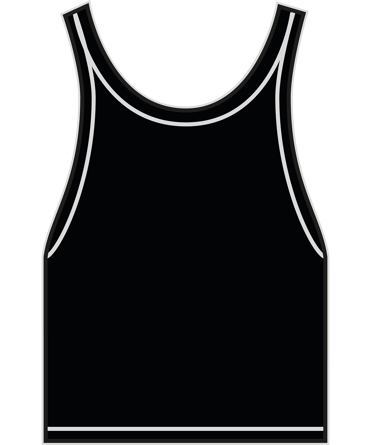 Top corto ajustado de jersey elstico para mujer | Negro