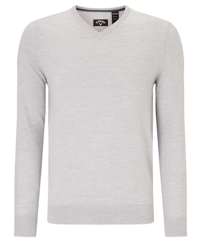 Jersey de lana merina con cuello en V acanalado | Azul Perla