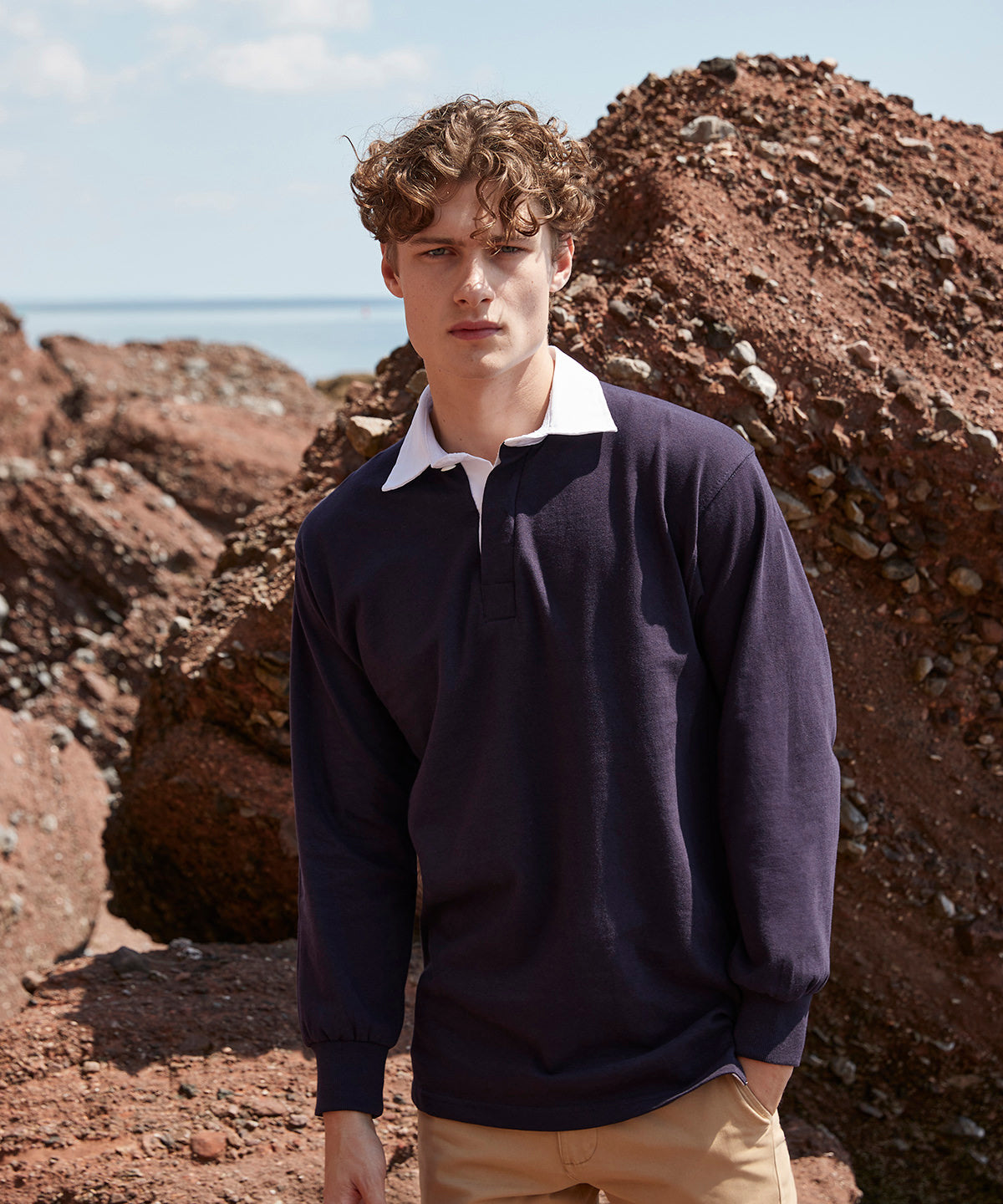 Camiseta de rugby original de manga larga | Azul Marino