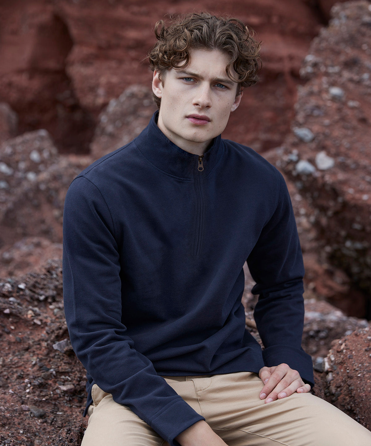 Top de piqué premium avec cremallera 1/4 | Gris Oscuro