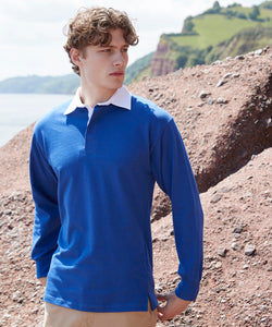 Camisa de rugby lisa de manga larga | Negro/Blanco