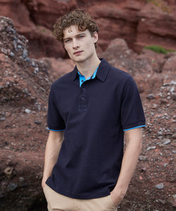 Camisa polo de piqu de contraste | Azul Profundo