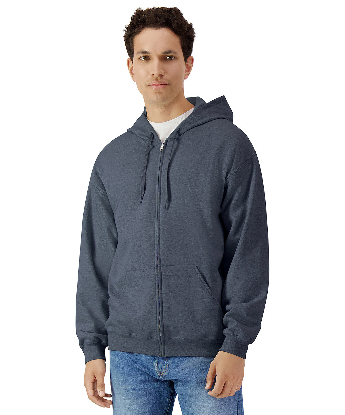 Softstyle Mittelschwerer Fleece-Hoodie mit durchgehendem Reißverschluss für Erwachsene | Rot - Purpur