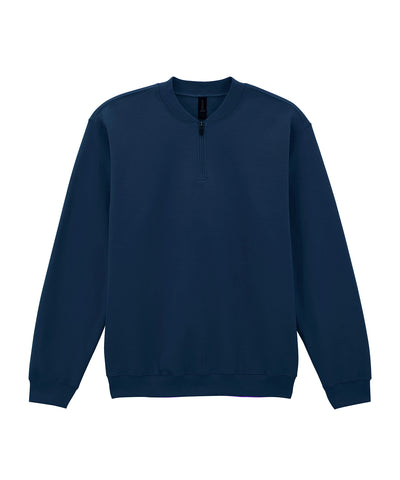 Sudadera con cremallera 1/4 de peso medio para adulto Coolplus® Softstyle | Azul Marino - Azul Marino Profundo