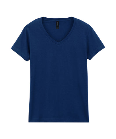 Camiseta de cuello en V para mujer de estilo suave | Azul Marino - Azul Marino Profundo