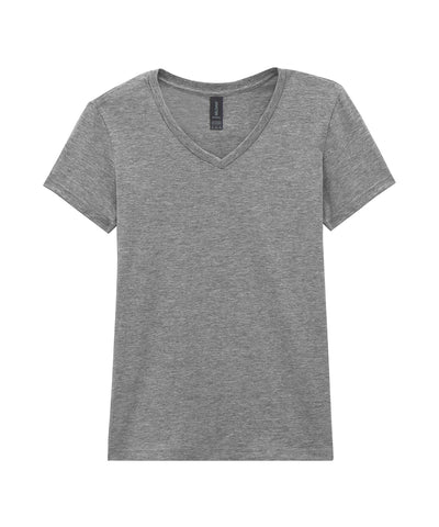 Camiseta de cuello en V para mujer de estilo suave | Gris Deportivo - Gris Deportivo Ringspun