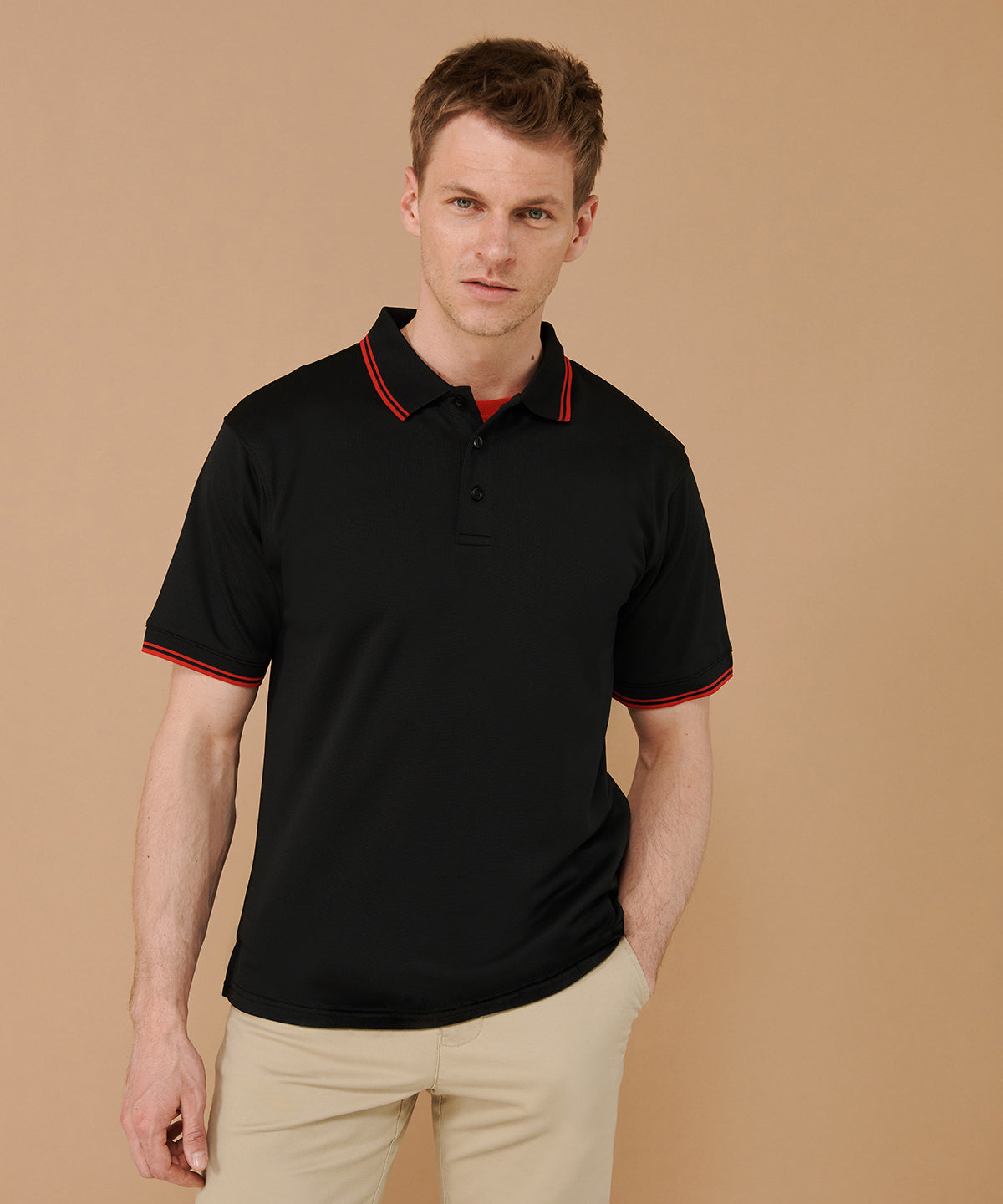 Double tipped Coolplus® polo shirt | Black/Red