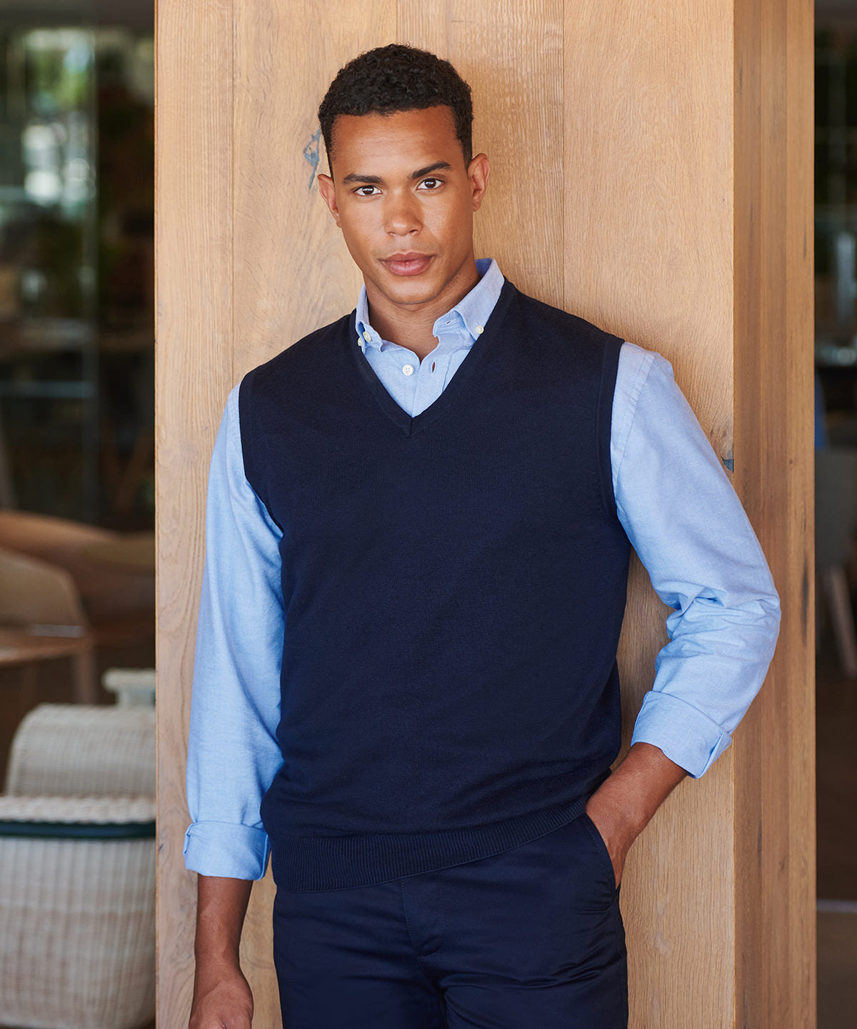 Jersey sin mangas con escote en V | Azul Marino