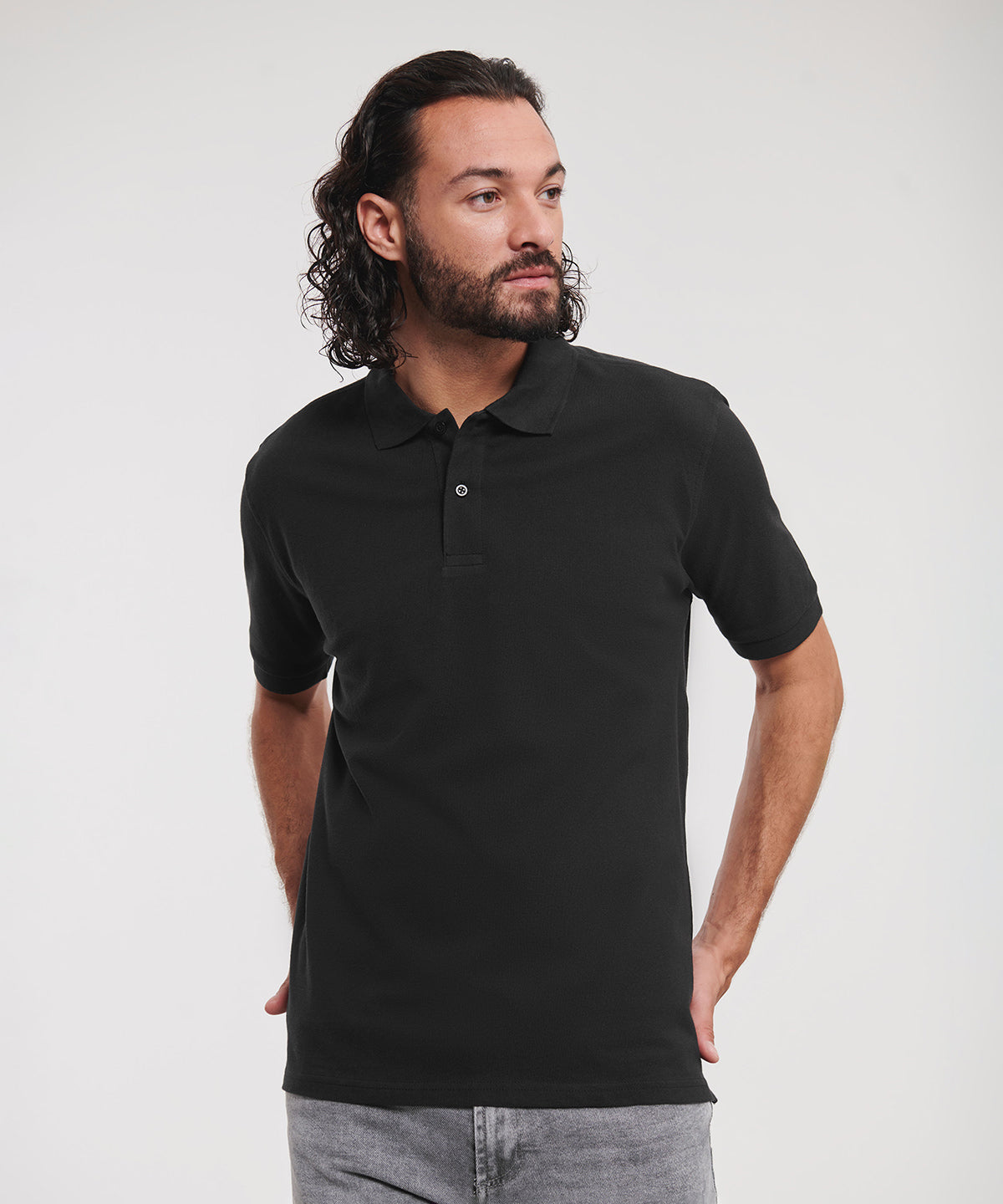 Polo clsico de piqu de algodn | Negro - Carbn Oscuro