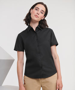 Camisa Oxford de manga corta para mujer | Negro