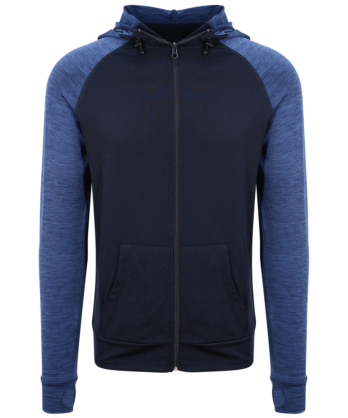 Coolplus® Kontrast-Hoodie | Marineblau/Blau Melange