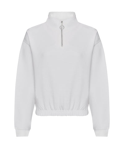 Kurzes Sweatshirt mit Reißverschluss für Damen | Schneeweiß