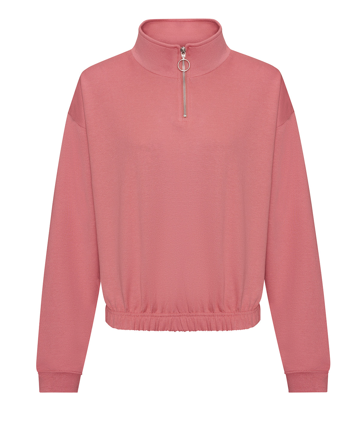 Kurzes Sweatshirt mit Reißverschluss für Damen | Staubige Rose