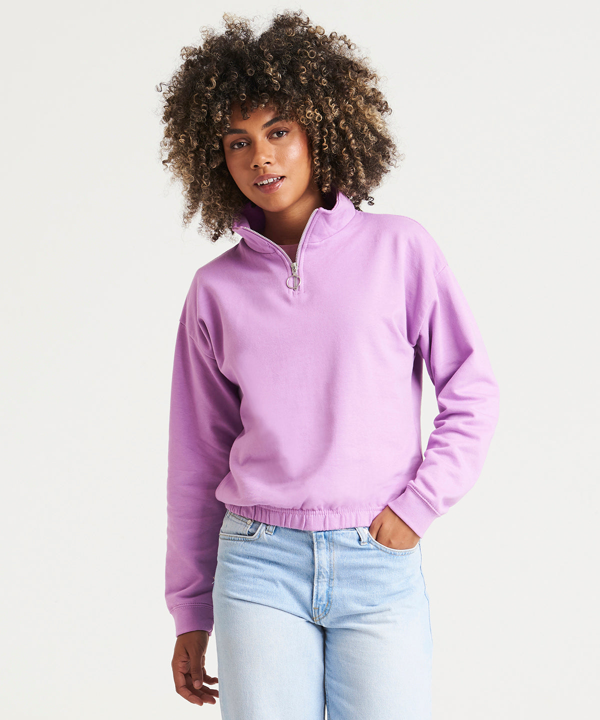 Kurzes Sweatshirt mit Reißverschluss für Damen | Himmelblau