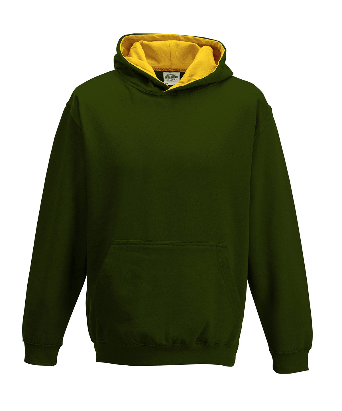 Sudadera con capucha estilo varsity para nios | Verde Bosque/Oro