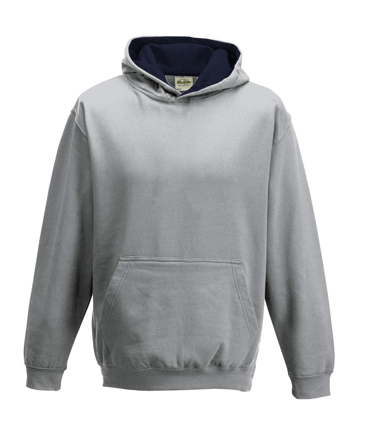 Sudadera con capucha estilo varsity para nios | Gris Jaspeado/Azul Marino Francs - Gris Jaspeado Claro