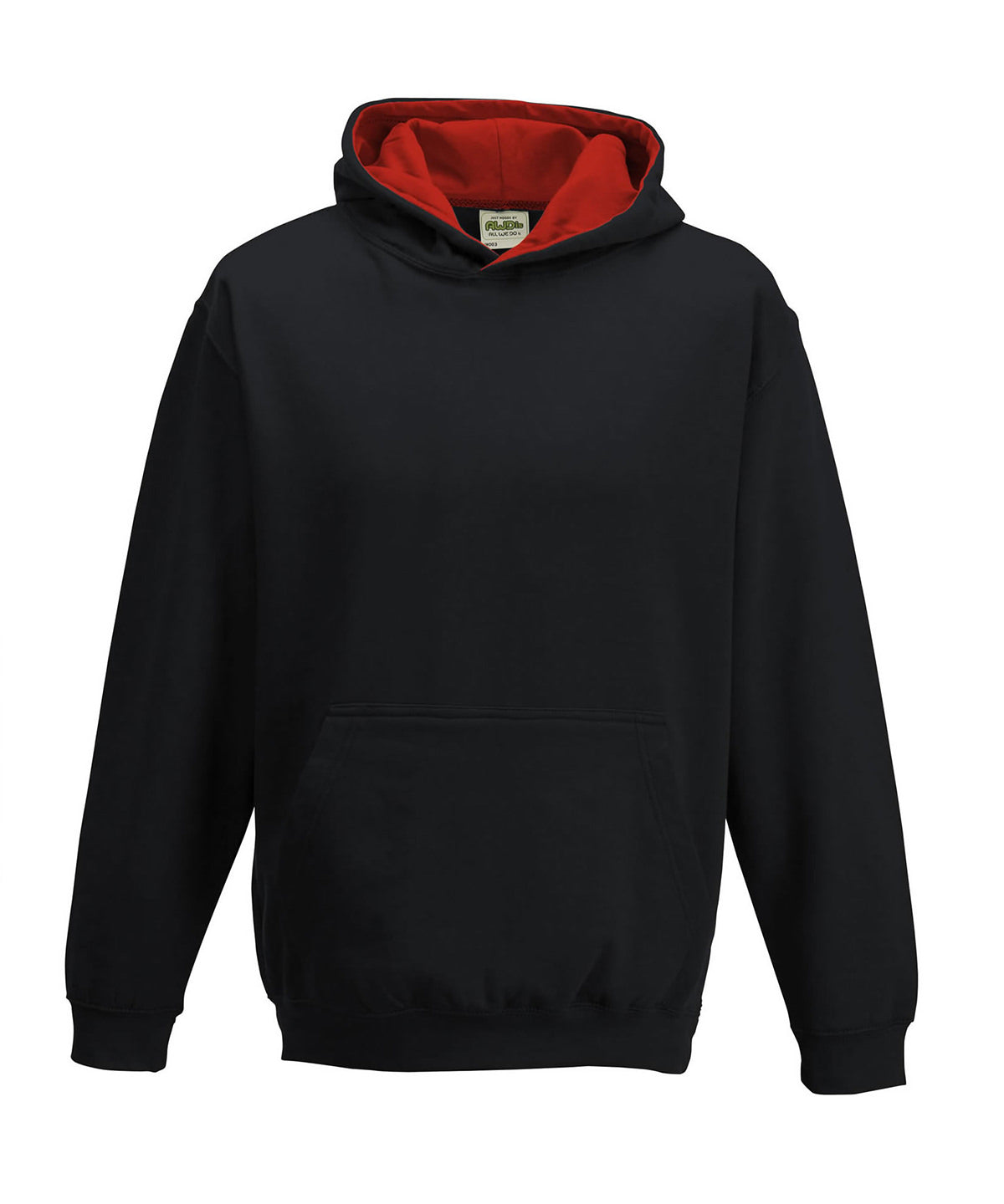 Sudadera con capucha estilo varsity para nios | Negro Intenso/Rojo Fuego - Carmes Intenso