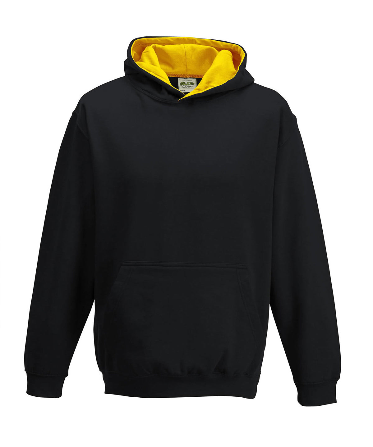 Sudadera con capucha estilo varsity para nios | Negro Azabache/Dorado Brillante