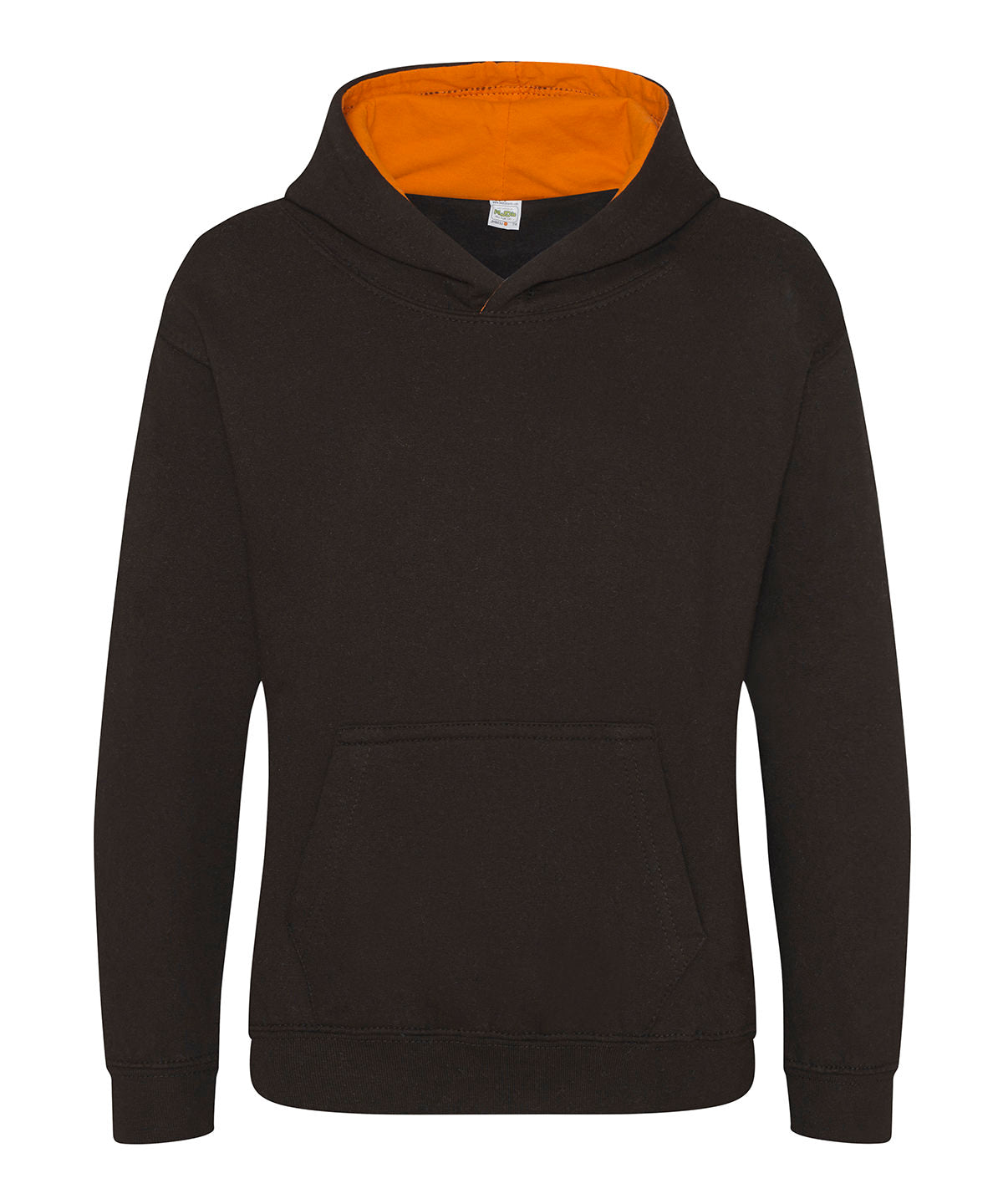 Sudadera con capucha estilo varsity para nios | Negro Azabache/Naranja Brillante - Naranja Brillante Azabache