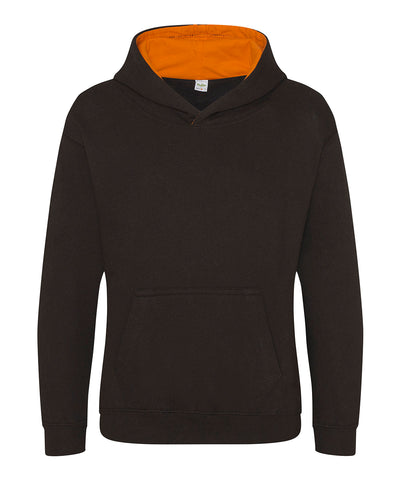 Sudadera con capucha estilo varsity para nios | Negro Azabache/Naranja Brillante - Naranja Brillante Azabache