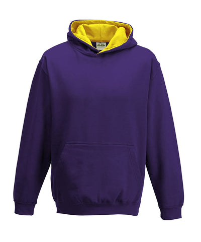 Sudadera con capucha estilo varsity para nios | Morado/Amarillo Sol - Amarillo Sol Prpura