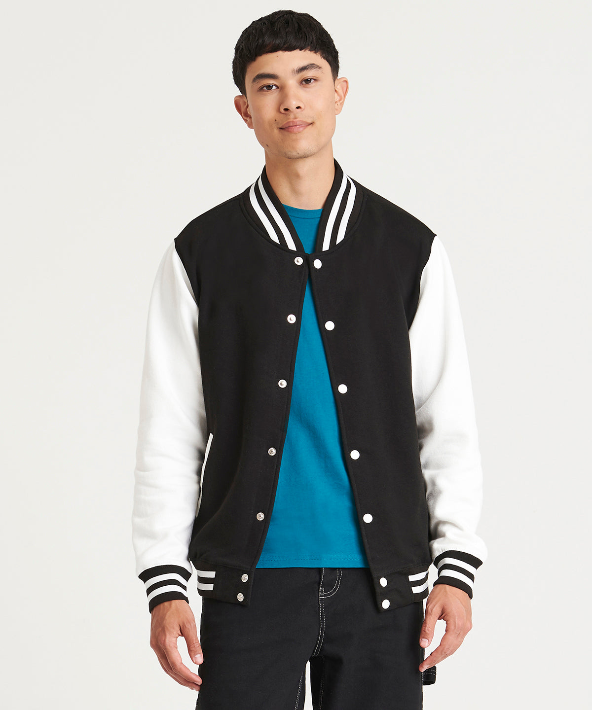 Chaqueta varsity | Gris Jaspeado/Blanco